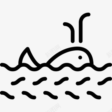 鲸鱼海洋生物线状线状图标图标