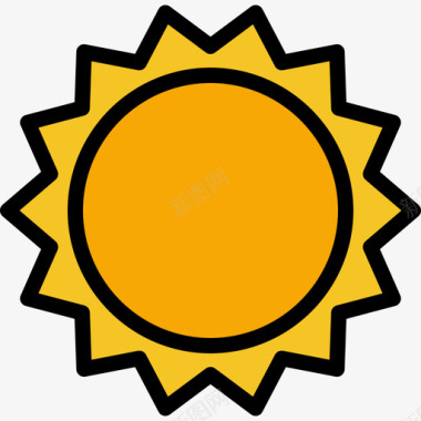 太阳暑假颜色和笔划线颜色图标图标