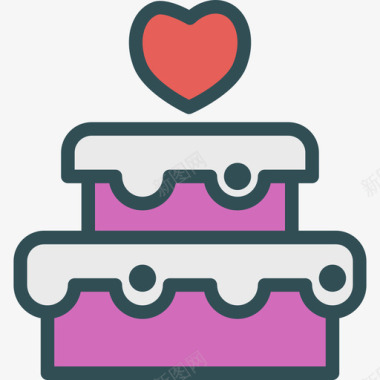 结婚蛋糕假日8线性颜色图标图标