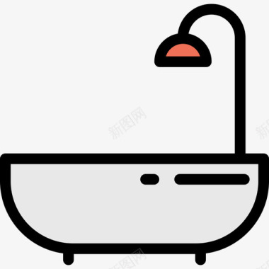 浴缸房地产颜色线性颜色图标图标