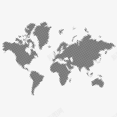 虚线世界地图半色调图标图标