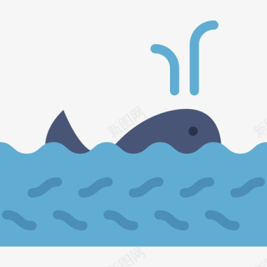 鲸鱼动物海洋生物扁平的颜色图标图标