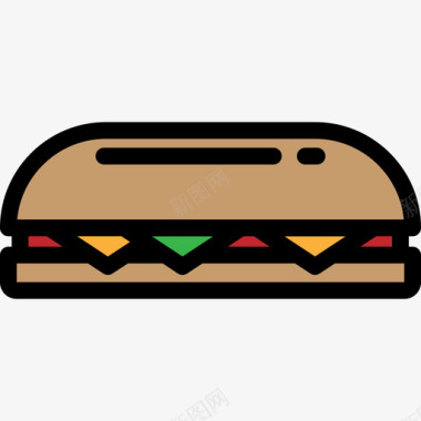 三明治食品和餐厅超大包装颜色线性颜色图标图标