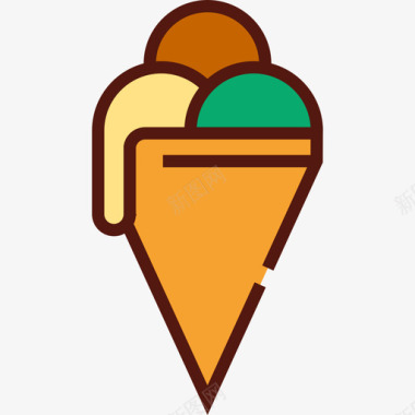 冰淇淋食品6原色图标图标