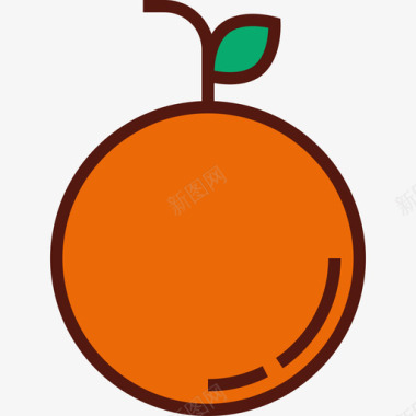 橙色食物6线性颜色图标图标