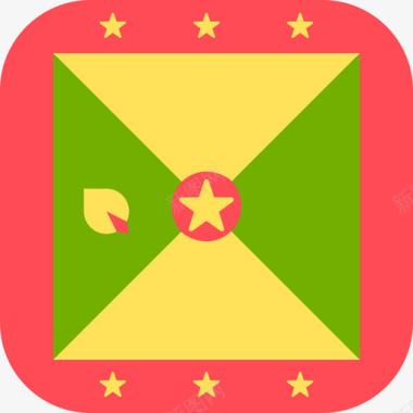 格林纳达国际国旗3圆形方形图标图标