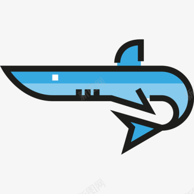 鲨鱼动物2线性颜色图标图标