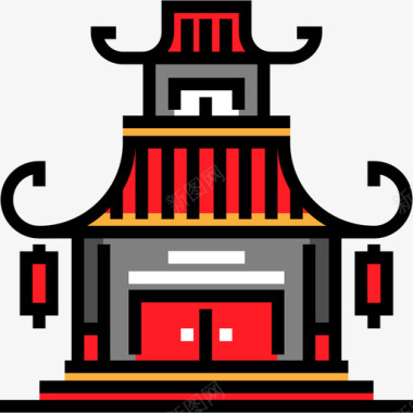 线颜色中国寺庙13图标图标