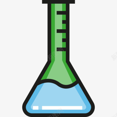 烧瓶科学线性颜色图标图标
