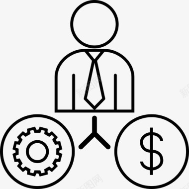 工作与金钱商业装备图标图标