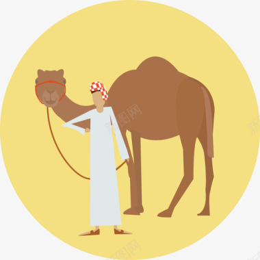 骆驼自然2圆形扁平图标图标