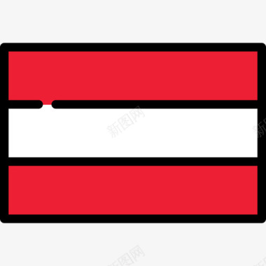 奥地利旗帜收藏长方形图标图标