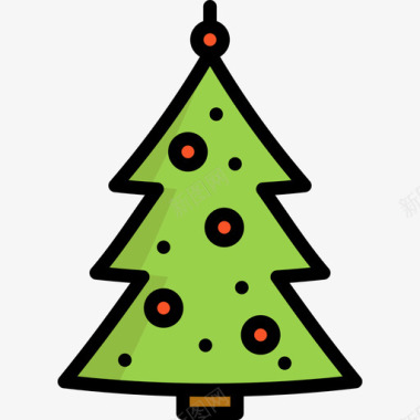 圣诞树圣诞35线形颜色图标图标