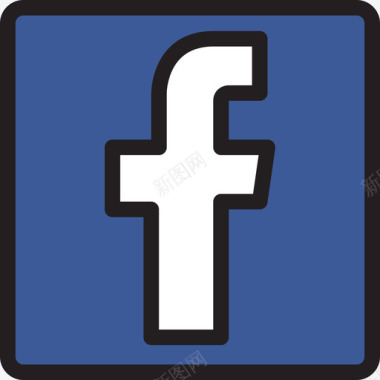 Facebook社交媒体图标徽标线条颜色图标