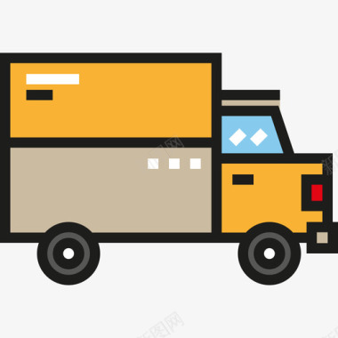 卡车运输大包装线性颜色图标图标