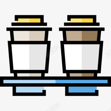 咖啡杯咖啡店元素2线性颜色图标图标