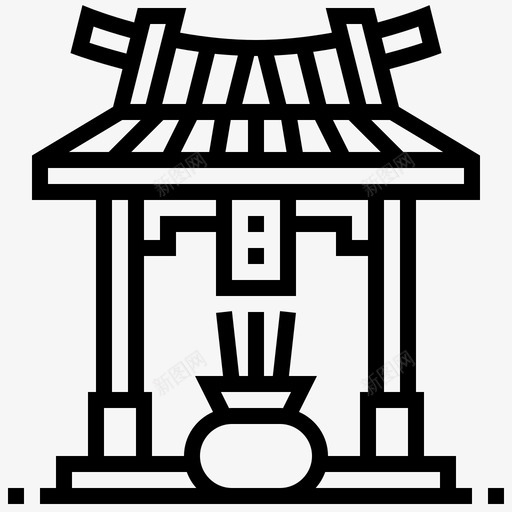 神龛建筑中国图标svg_新图网 https://ixintu.com 中国 中国符号线 建筑 神龛