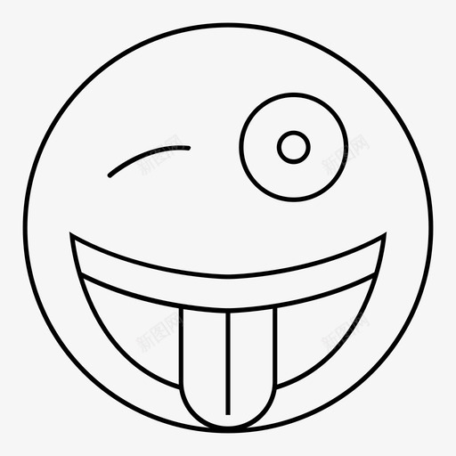 笑脸眨眼表情符号图标svg_新图网 https://ixintu.com 吐舌头 眨眼 笑脸 表情符号