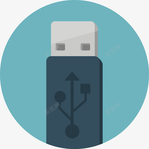 Pendrive技术圆形平面图标svg_新图网 https://ixintu.com Pendrive 圆形平面 技术