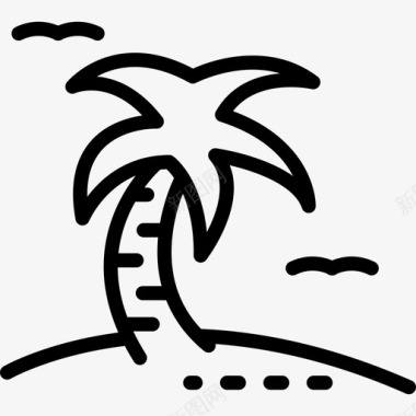 棕榈树暑假系列线性图标图标