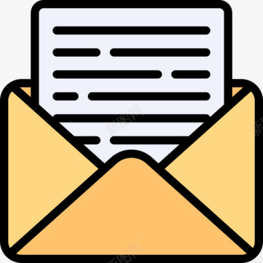 电子邮件客户服务2线颜色图标图标