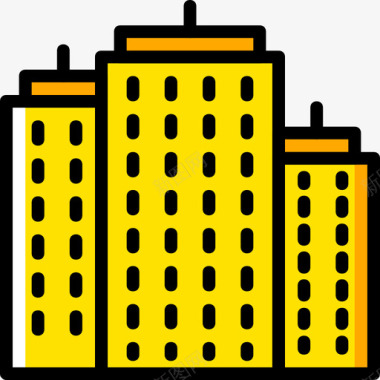 摩天大楼房地产11黄色图标图标