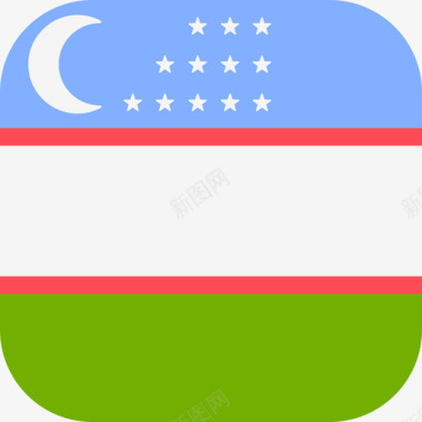 乌兹别克斯坦国际国旗3圆形方形图标图标