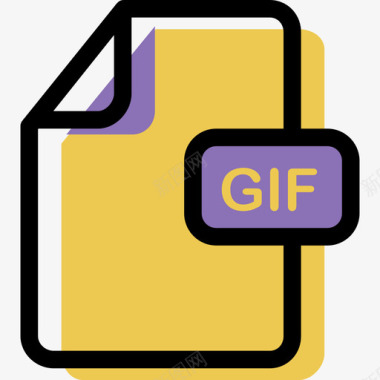 Gif彩色文件类型和内容资产图标图标