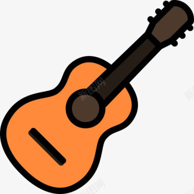 西班牙吉他时髦风格3线性颜色图标图标