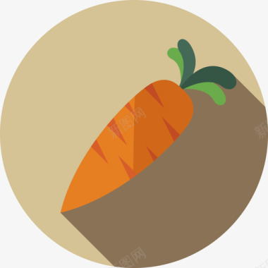 胡萝卜圆形食物扁平图标图标