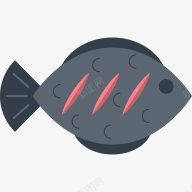 鱼食物和饮料3平的图标图标