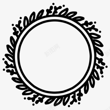 手绘圆圈花环装饰品花卉图标图标