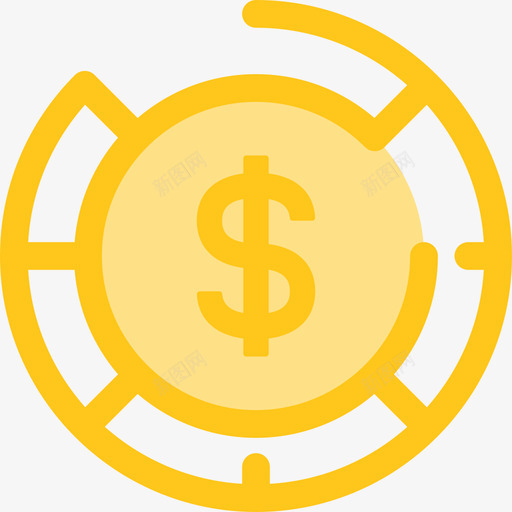 美元货币元素5黄色图标svg_新图网 https://ixintu.com 美元 货币元素5 黄色