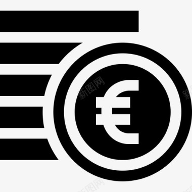 欧元硬币货币堆叠图标图标