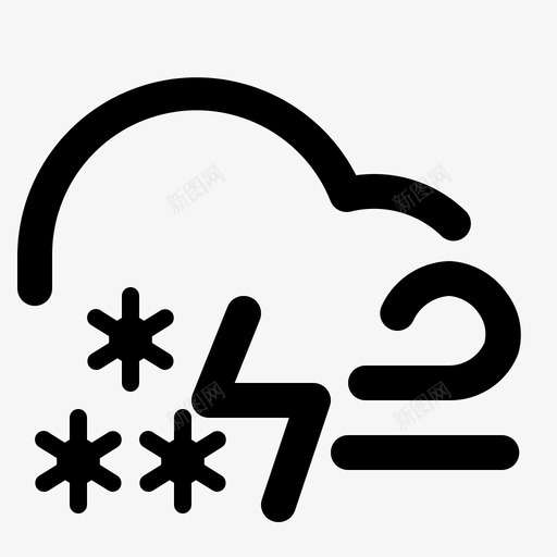 雪雷和风云天气图标svg_新图网 https://ixintu.com 云 天气 雪雷和风