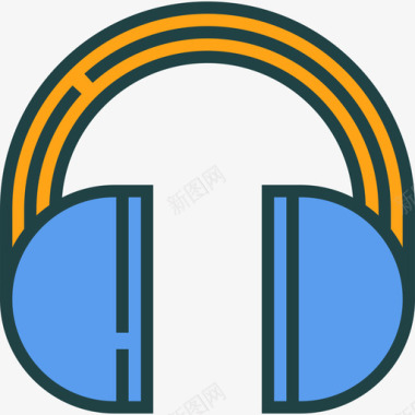 耳机电子6线状彩色图标图标