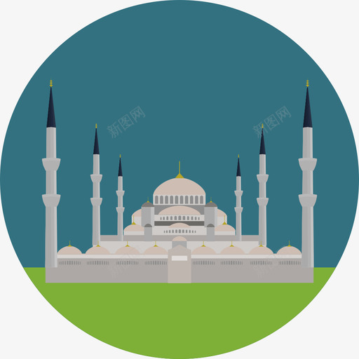 蓝色清真寺世界纪念碑圆形平面图标svg_新图网 https://ixintu.com 世界纪念碑 圆形平面 蓝色清真寺