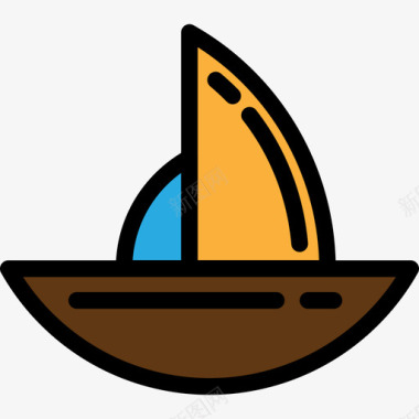 帆船运输工具线型颜色图标图标