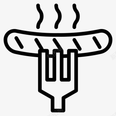 香肠叉子烤肉图标图标