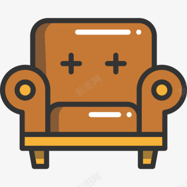 扶手椅家具线性颜色图标图标