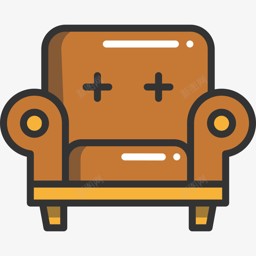 扶手椅家具线性颜色图标svg_新图网 https://ixintu.com 家具 扶手椅 线性颜色