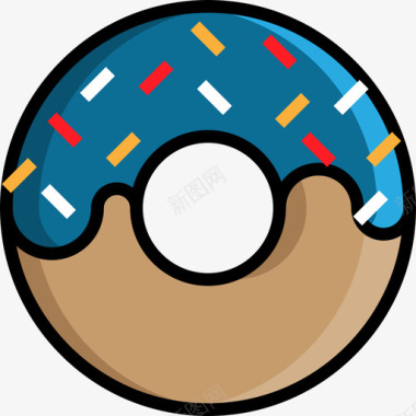 甜甜圈食品和餐厅3线性颜色图标图标