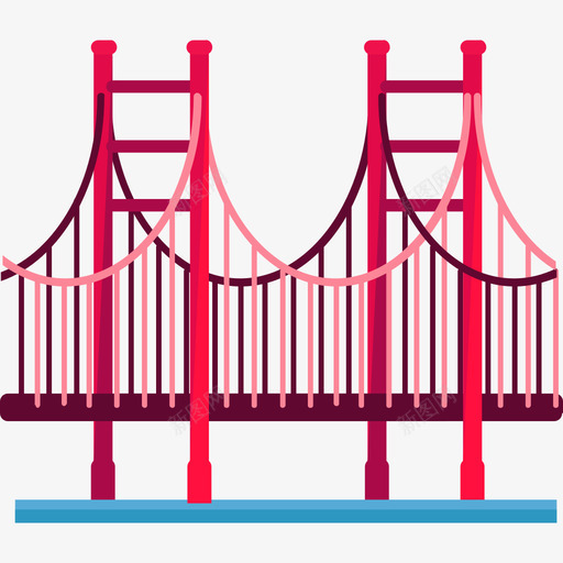 金门大桥地标5号平坦图标svg_新图网 https://ixintu.com 地标5号 平坦 金门大桥