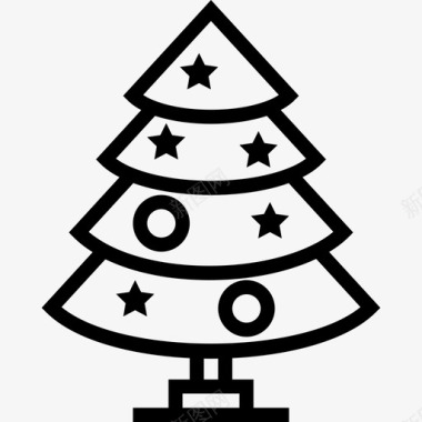 圣诞树假日汇编线性图标图标