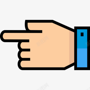 指向左边手和手势线颜色图标图标