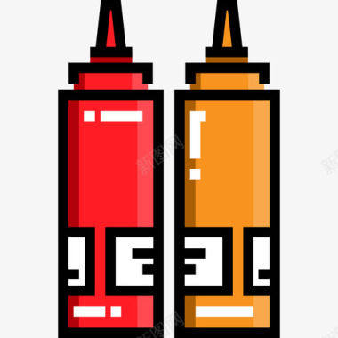 番茄酱食品和餐厅3线性颜色图标图标