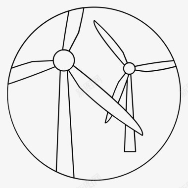 风力涡轮机空气环保图标图标