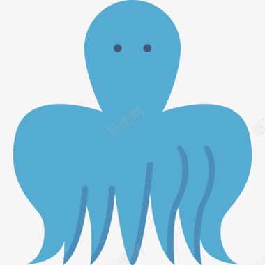 章鱼动物海洋生物扁平的颜色图标图标