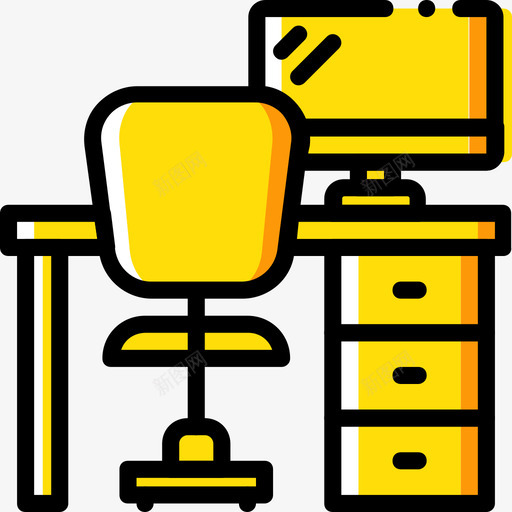 办公桌办公室8黄色图标svg_新图网 https://ixintu.com 办公室8 办公桌 黄色