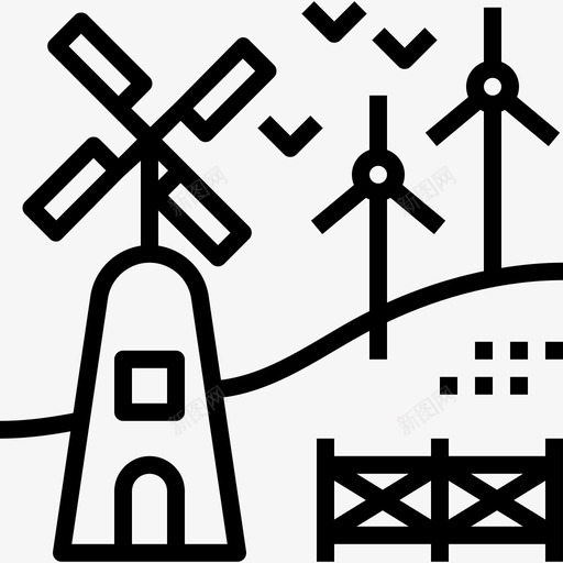风车景观系列2线性图标svg_新图网 https://ixintu.com 景观系列2 线性 风车